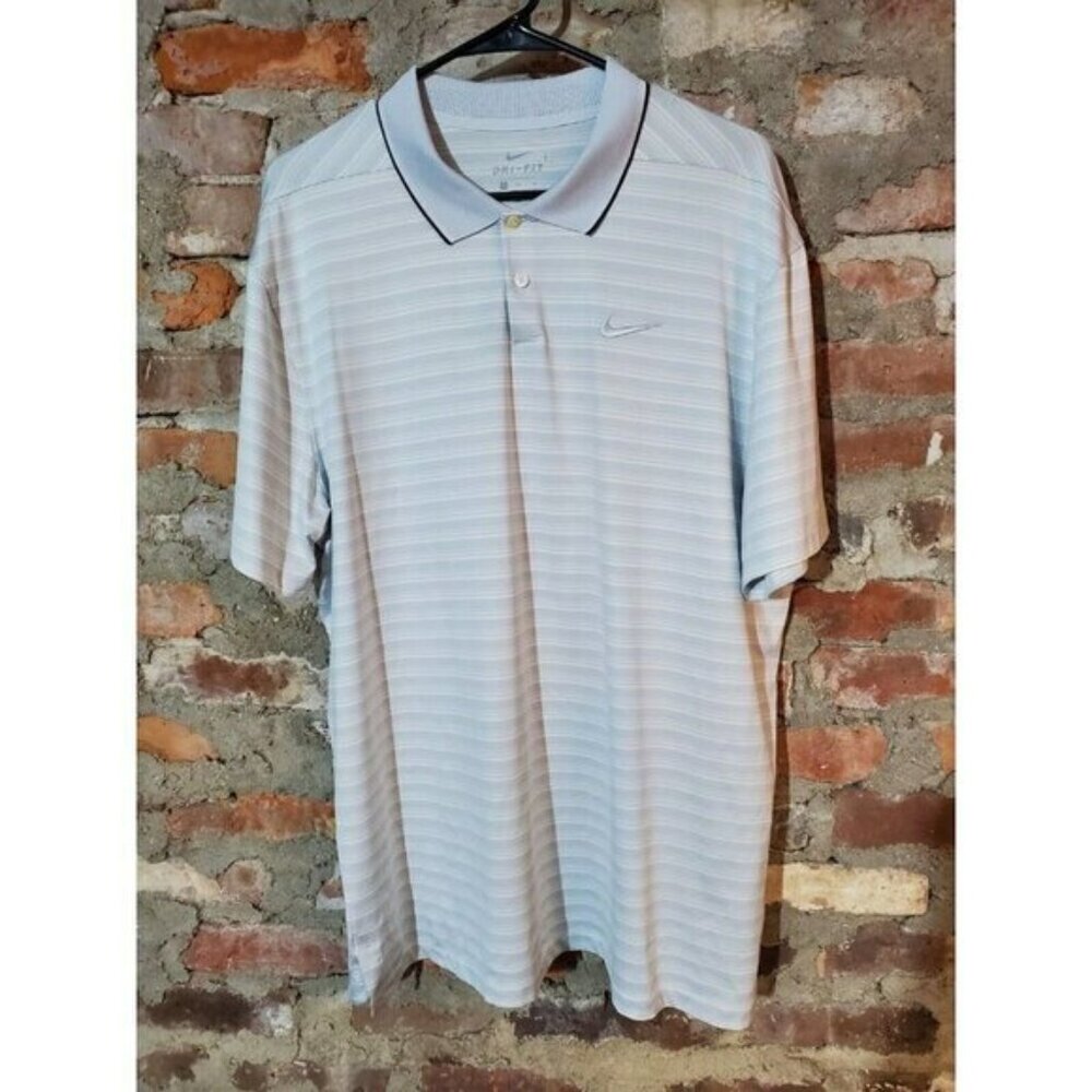 NIKE Dri Fit Eagles Polo Shirt Mens Sz XL Grey White